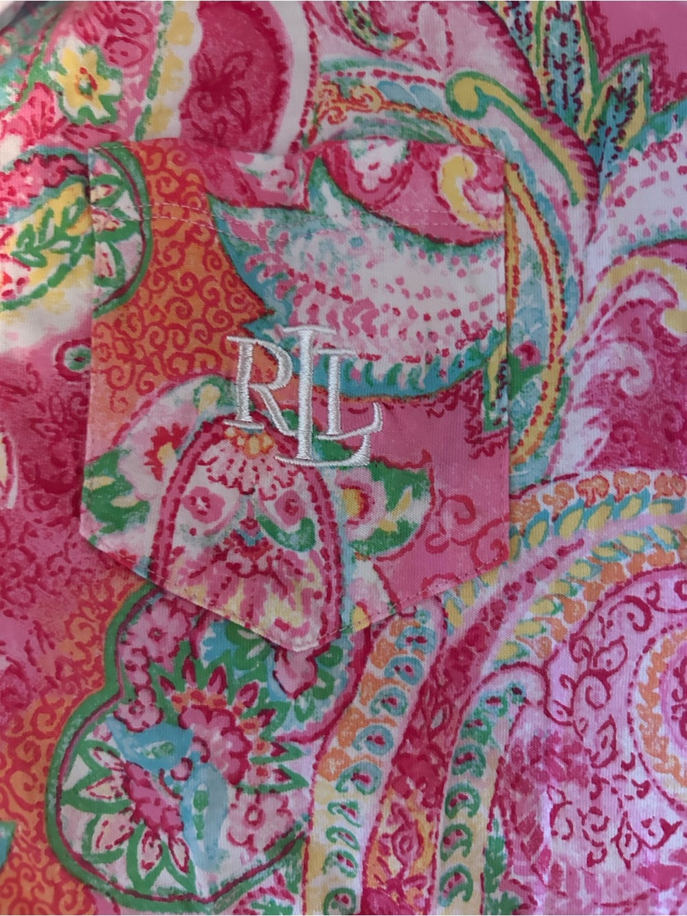 NWOT Ralph Lauren Pink Paisley Sleep Top with Multicolor Accents - Picture 3 of 3